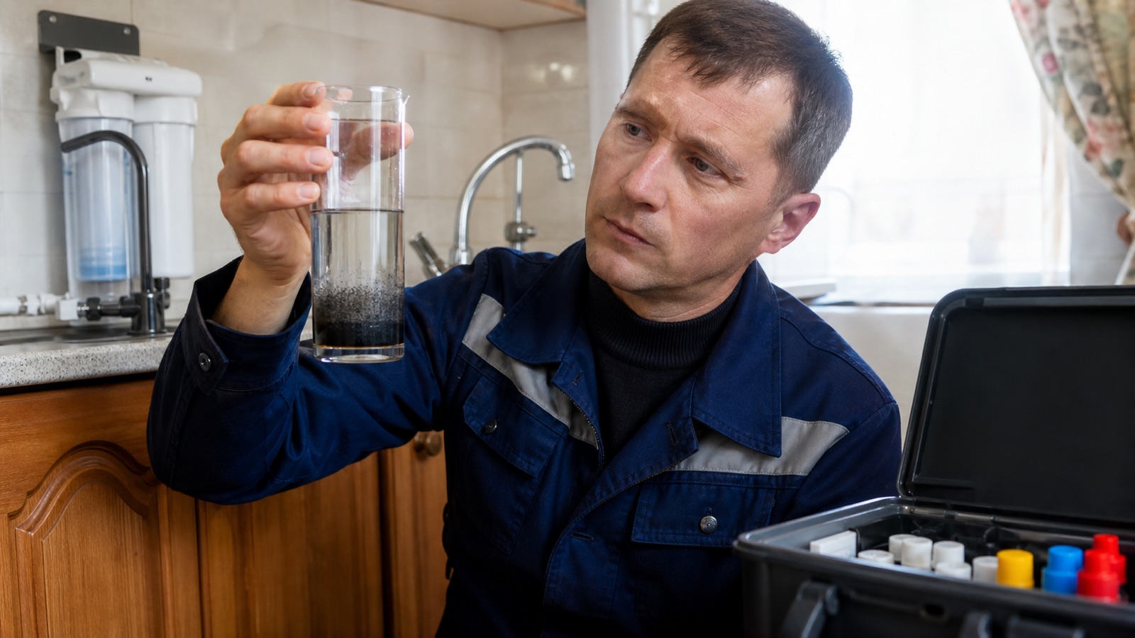 Откуда берётся чёрный осадок в воде из скважины — работа специалиста на объекте