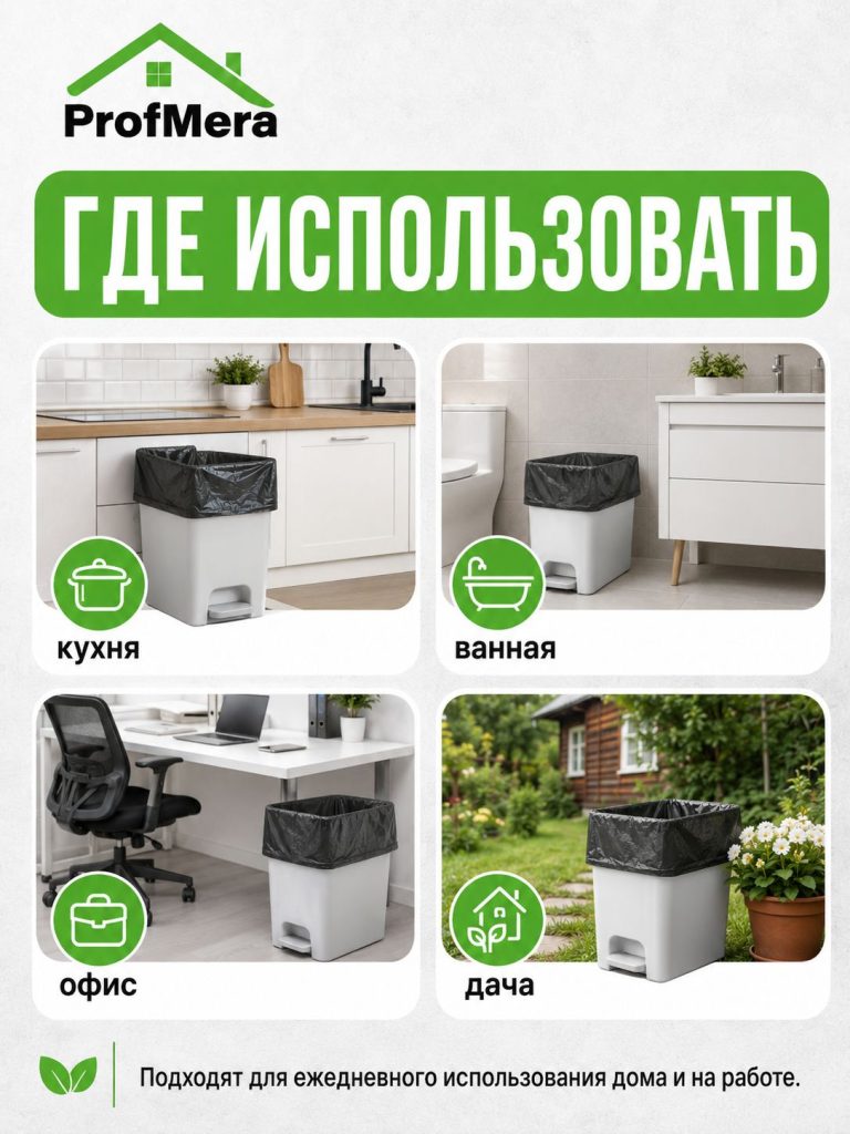 Пакет для мусора ПНД 30л - 250шт./Мусорные мешки плотные