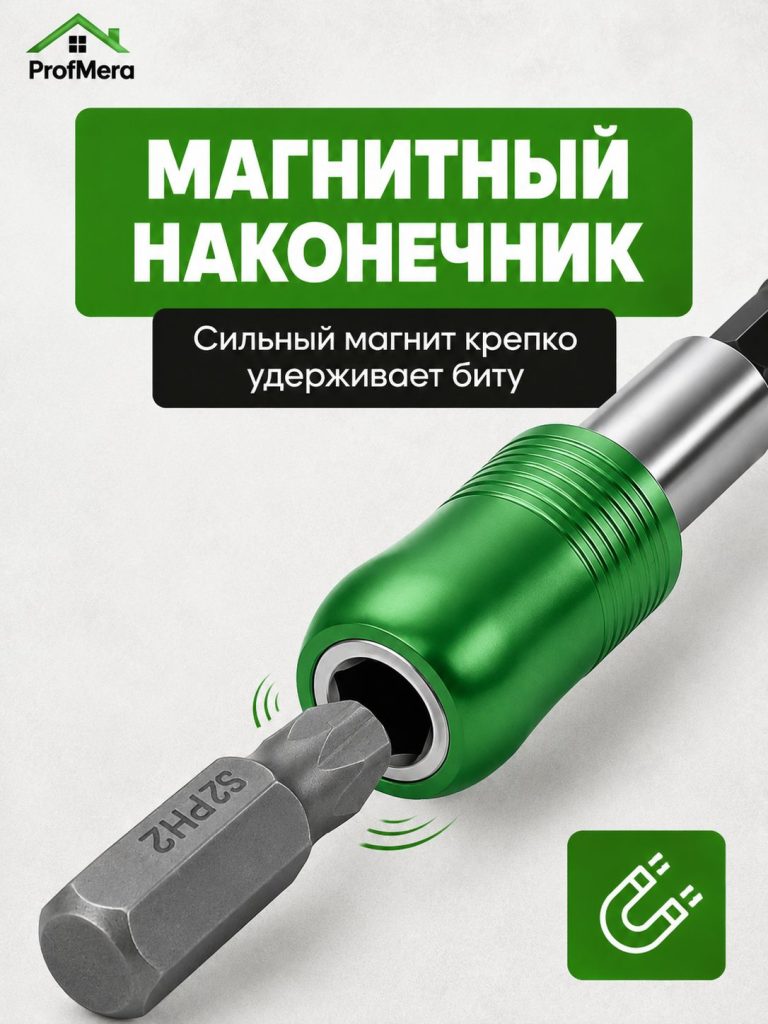 Держатель для бит магнитный быстросъемный под шуруповерт удлиннитель 60 мм QUICK LOCK под 1/4 HEX