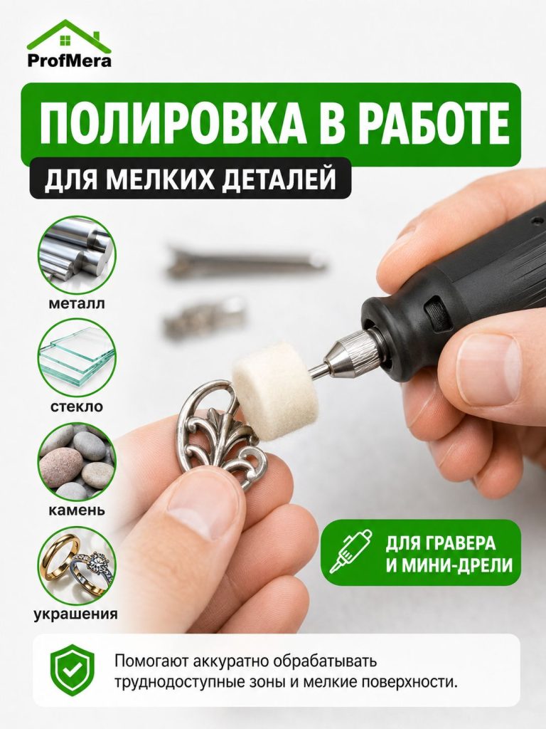 Насадки на гравер фетровые / Набор полировальных насадок для полировки для гравера и шуруповерта из войлока и фетра 12 шт